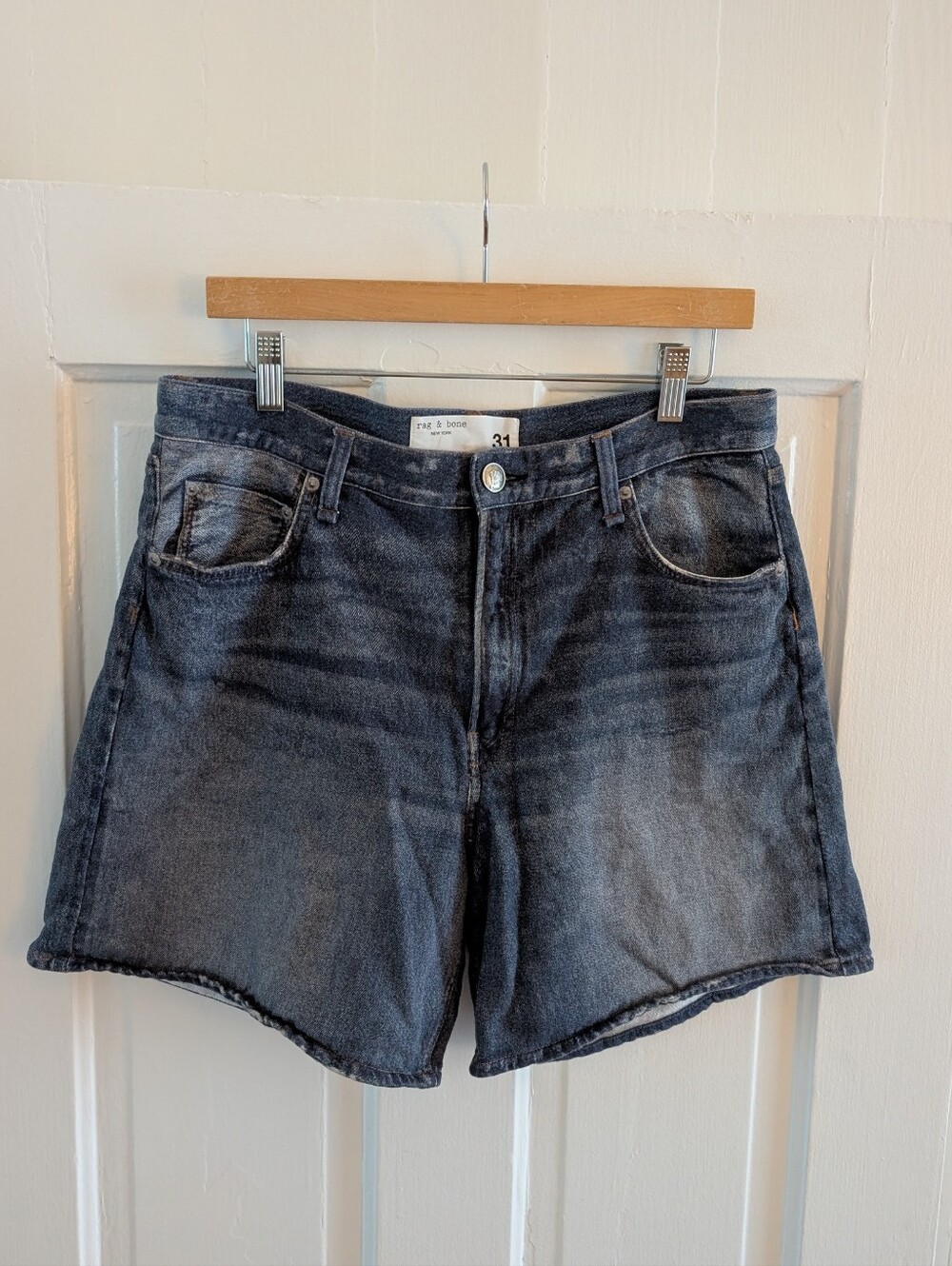 Rag & bone miramar kaia blue denim look cotton sweatpant shorts